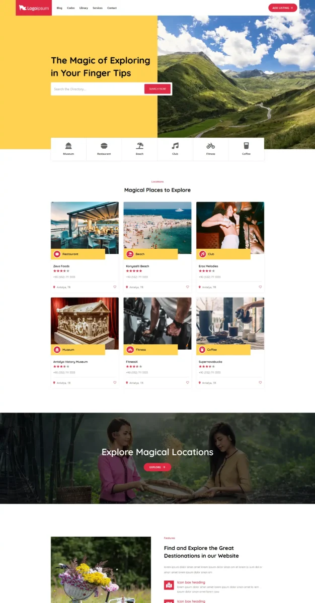 Apollo Directory, Travel and Listing Full-Page Design, WordPress Bricks Template